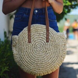 Woven Beach Round Handbag Purse